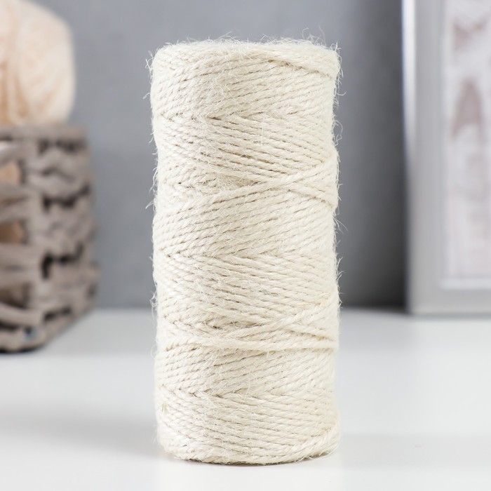 Пряжа 100% джут Пряжа 100% джут "Молочный" 50 метров 4х4х10 см