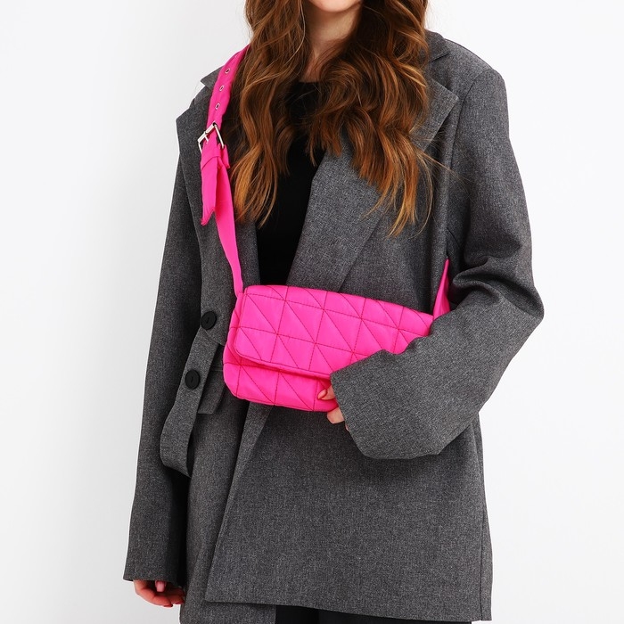 Сумка женская стеганная на плечо, отдел на молнии, 25х14х6 см, цвет розовый Сумка женская стеганная на плечо, отдел на молнии, 25х14х6 см, цвет розовый