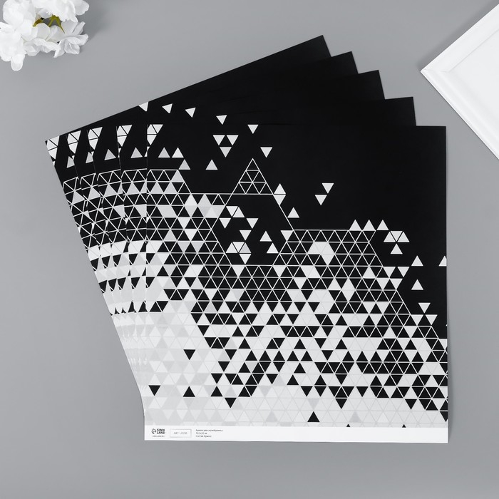 Бумага для скрапбукинга двусторонняя Бумага для скрапбукинга двусторонняя "Стиль" плотность 180 гр набор 5 шт 30,5х32 см