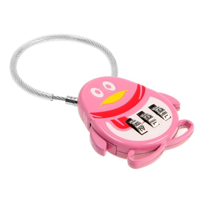 Замок навесной кодовый, Замок навесной кодовый, "Пингвин", розовый