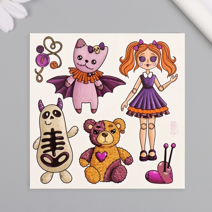 Татуировка на тело цветная Татуировка на тело цветная "Игрушки" 10х10 см