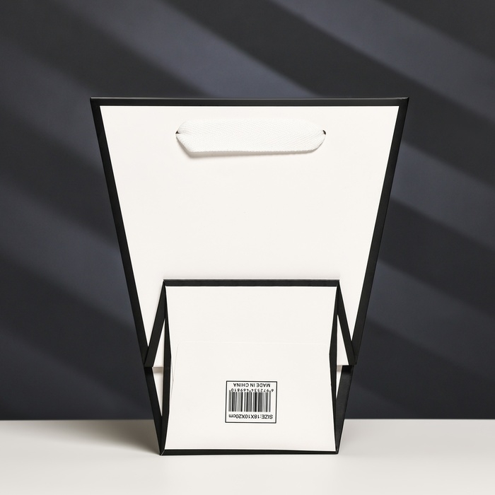 Пакет-переноска для цветов 10 × 10 × 20 х 18 см, белый с каймой