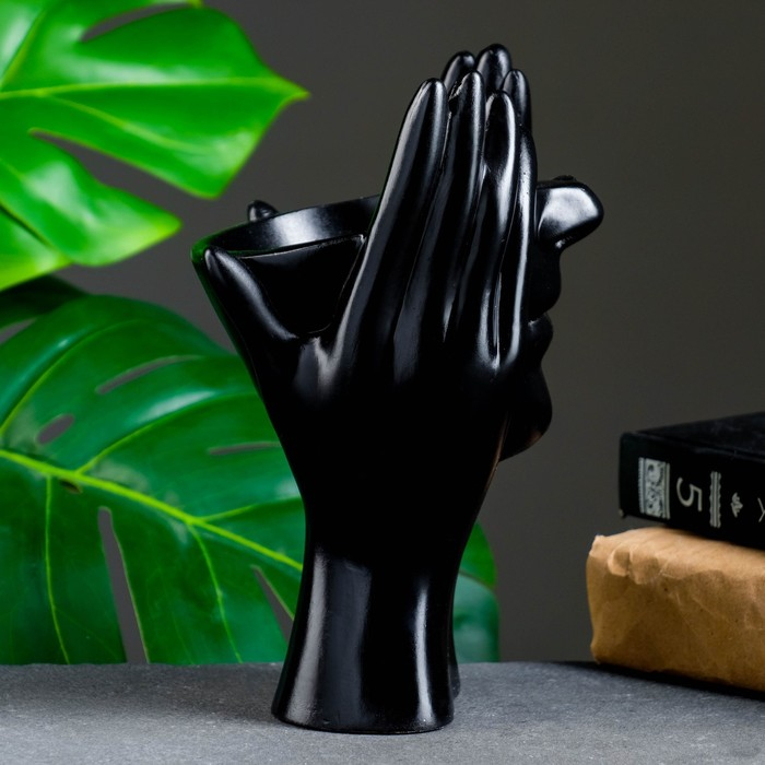 Кашпо - органайзер  Кашпо - органайзер "Мечты в руках" черный, 13х20,5х13,5см