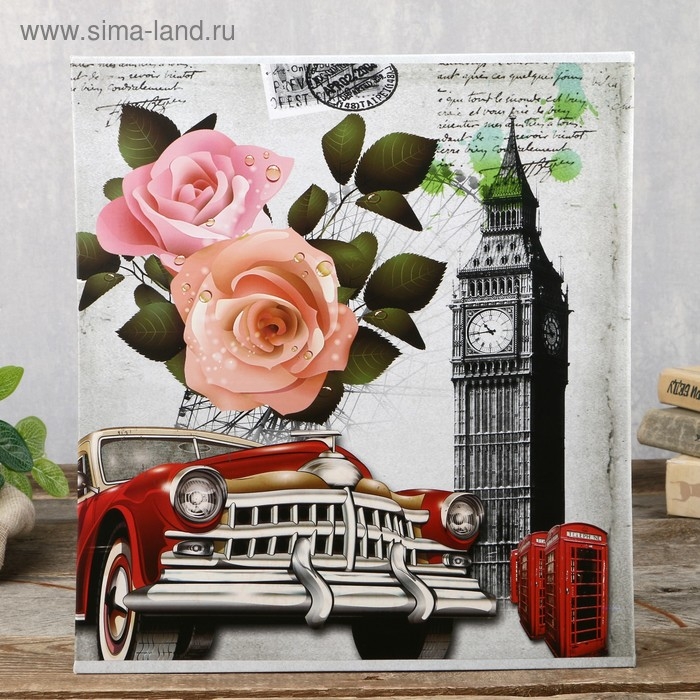 Фотоальбом на 500 фото 10х15 см Фотоальбом на 500 фото 10х15 см "Башня, автомобиль и цветы" в коробке МИКС 33,5х30х5,5 см