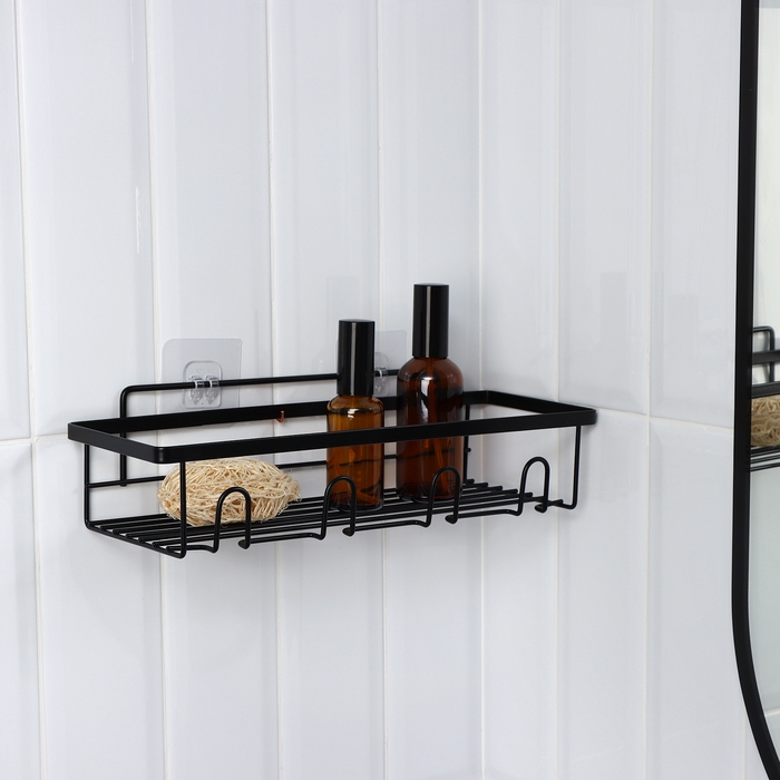 Полка для ванной прямая, 33×12×9 см, цвет черный Полка для ванной прямая, 33×12×9 см, цвет черный