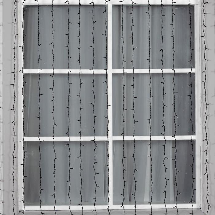 Гирлянда «Занавес» 2 × 3 м, IP44, УМС, тёмная нить, 760 LED, свечение тёплое белое, 220 В