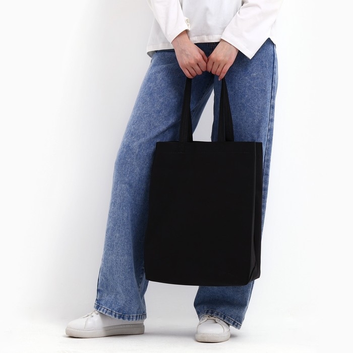 Шопер (пакет) шоппер, 42х10х30 см, однотонный, без подклада, чёрный Шопер (пакет) шоппер, 42х10х30 см, однотонный, без подклада, чёрный