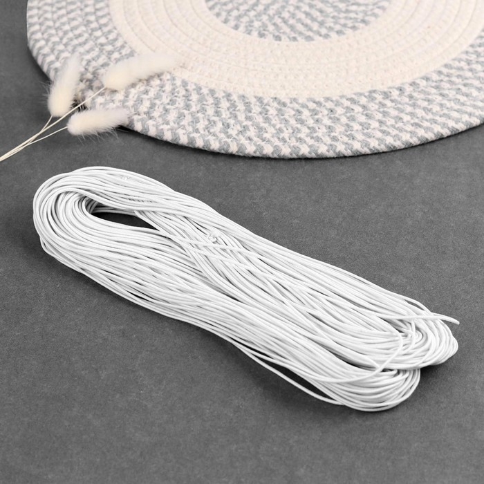 Резинка шляпная, 1,5 мм, 50 ± 1 м, цвет белый Резинка шляпная, 1,5 мм, 50 ± 1 м, цвет белый