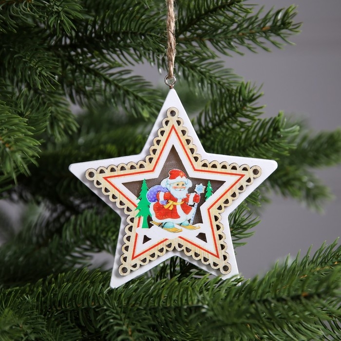 Ёлочная игрушка «Дед Мороз», от батареек, свечение тёплое белое Ёлочная игрушка «Дед Мороз», от батареек, свечение тёплое белое