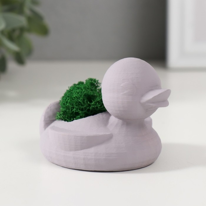 Кашпо бетонное Кашпо бетонное "Утка" 6х8х5,5 см серая со мхом (мох зеленый стабилизированный)