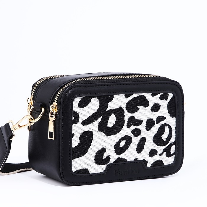 Сумка кросс-боди на молнии, цвет чёрный/белый Сумка кросс-боди на молнии, цвет чёрный/белый