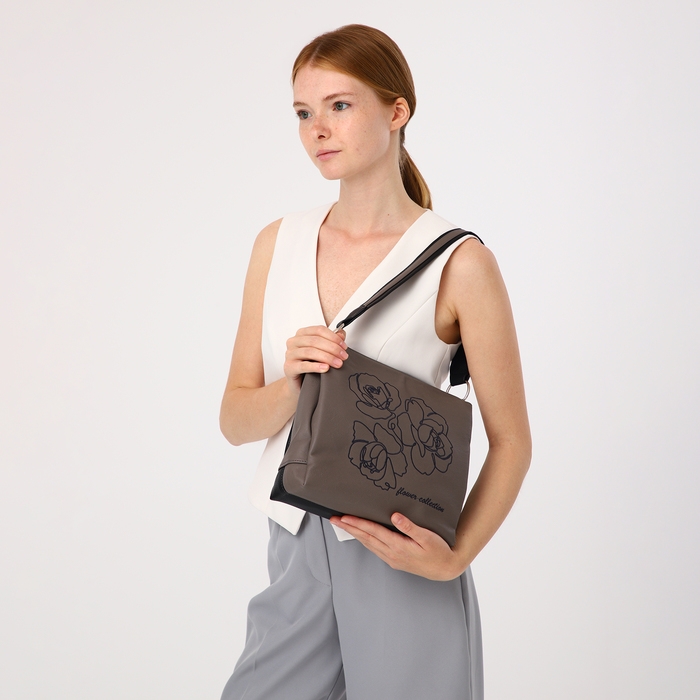 Сумка женская Сумка женская "Золотой Дождь" на молнии, цвет коричневый/чёрный