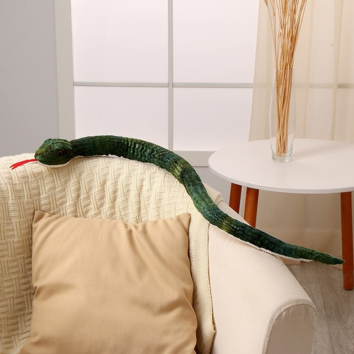 Мягкая игрушка «Змея», зелёная с белым животиком, 95 см Мягкая игрушка «Змея», зелёная с белым животиком, 95 см