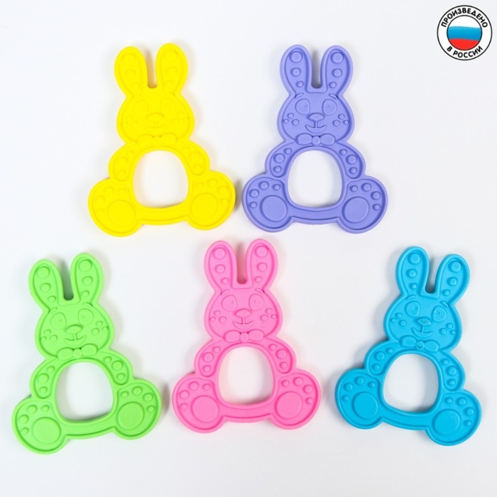 Прорезыватель силиконовый «Зайка», цвет МИКС, КНОПА Прорезыватель силиконовый «Зайка», цвет МИКС, КНОПА