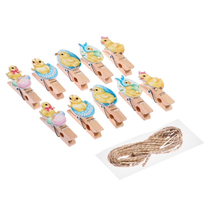 Прищепки декоративные «Цыплята» набор 10 шт., 1.5 × 12 × 14 см Прищепки декоративные «Цыплята» набор 10 шт., 1.5 × 12 × 14 см