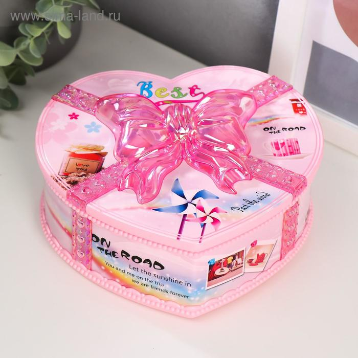Шкатулка музыкальная механическая Шкатулка музыкальная механическая "Сердце в банте" 16х18х7,5 см МИКС