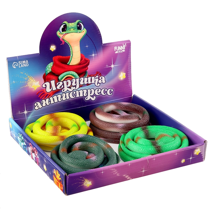 Новый год! Игрушка-антистресс Новый год! Игрушка-антистресс "Змейка" 70см, микс, в шоубоксе