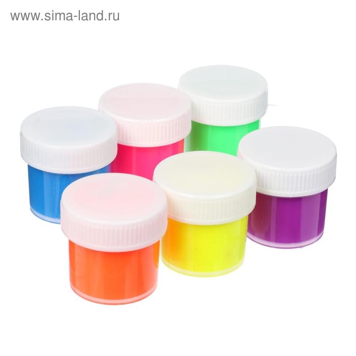 Краска акриловая, набор 6 цветов х 20 мл, Краска акриловая, набор 6 цветов х 20 мл, "Луч", флуоресцентные, глянцевые