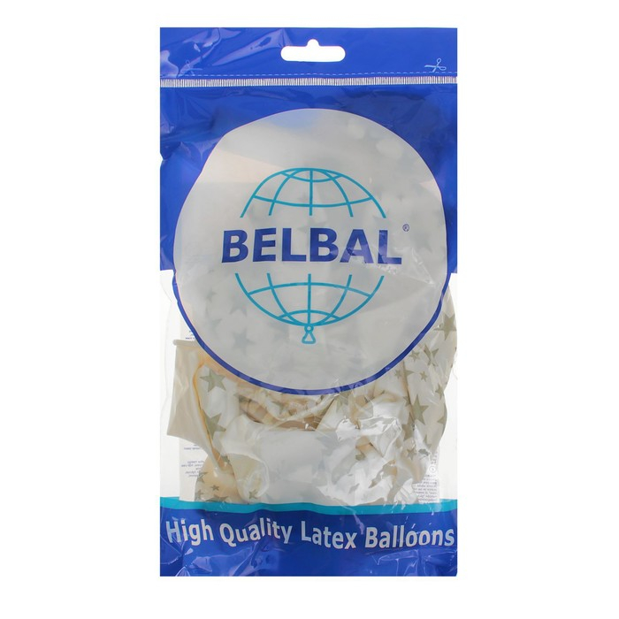 Шар латексный 14" &laquo;Золотые звёзды&raquo;, кристалл, шелкография, набор 25 шт., цвет перламутр