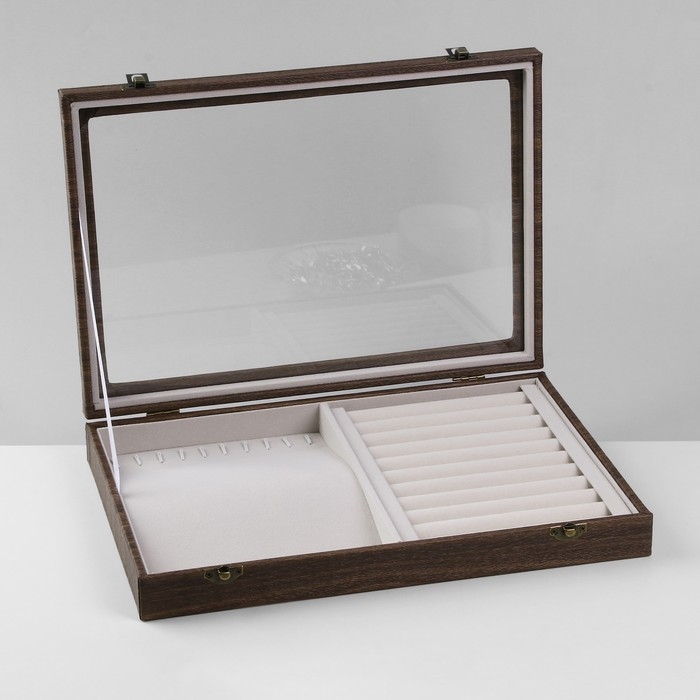 Подставка для украшений «Шкатулка дерево» 10 полос, 10 крючков, 34,8×24,3×5 см, цвет серый в дереве Подставка для украшений «Шкатулка дерево» 10 полос, 10 крючков, 34,8×24,3×5 см, цвет серый в дереве