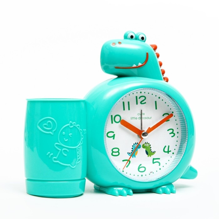 Часы - органайзер с будильником Часы - органайзер с будильником "Динозавр", дискретный ход, d-8 см, 15.8 х 13.5 см, АА