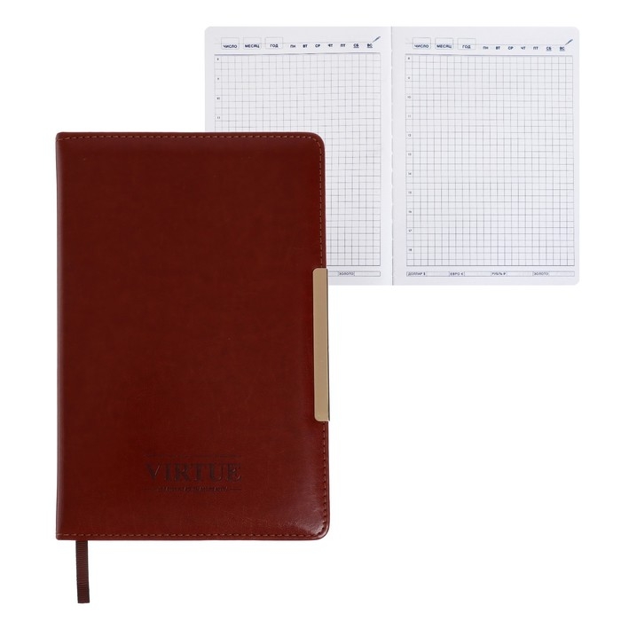 Ежедневник недатированный BOSS А5, 140 листов в клетку, с ручкой, обложка ПВХ, МИКС Ежедневник недатированный BOSS А5, 140 листов в клетку, с ручкой, обложка ПВХ, МИКС