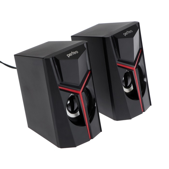 Компьютерные колонки 2.0 Perfeo Trial, 2х3, LED подсветка, чёрные Компьютерные колонки 2.0 Perfeo Trial, 2х3, LED подсветка, чёрные