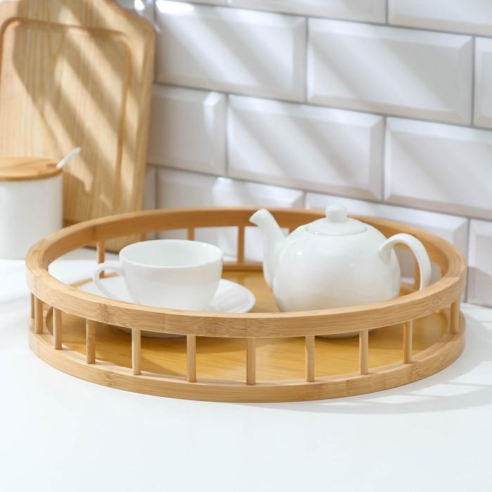 Поднос круглый Доляна Jungle, d=38 см, бамбук Поднос круглый Доляна Jungle, d=38 см, бамбук