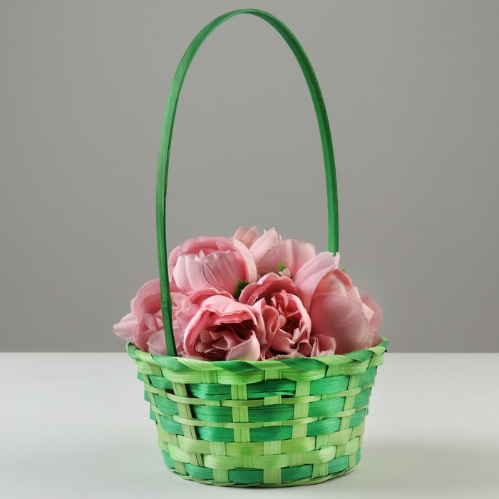 Корзина плетеная, 20,5 × 9,5 × 33 см, зелёная, бамбук Корзина плетеная, 20,5 × 9,5 × 33 см, зелёная, бамбук