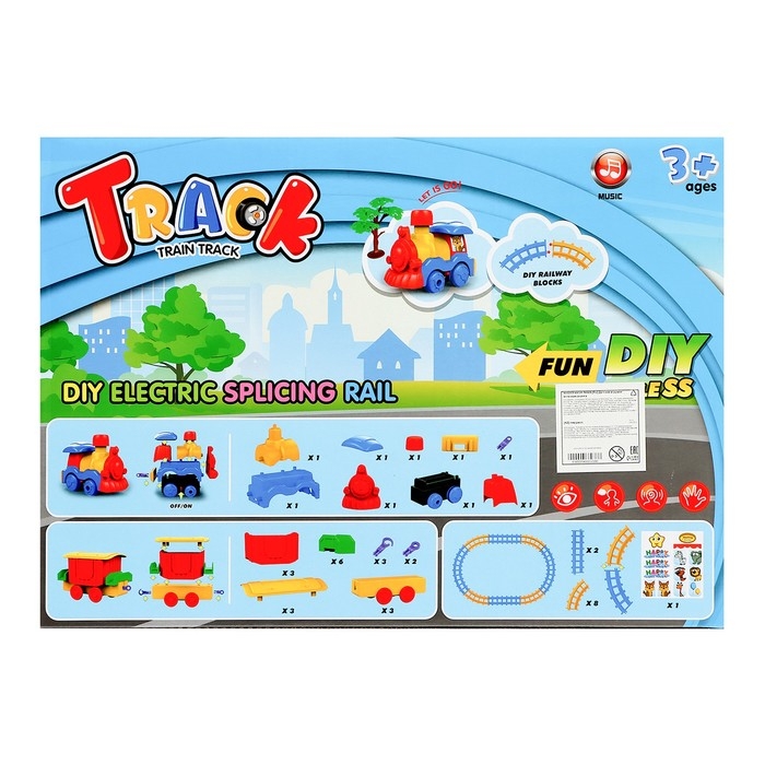 Железная дорога «Весёлый паровозик», звуковые эффекты, работает от батареек Железная дорога «Весёлый паровозик», звуковые эффекты, работает от батареек