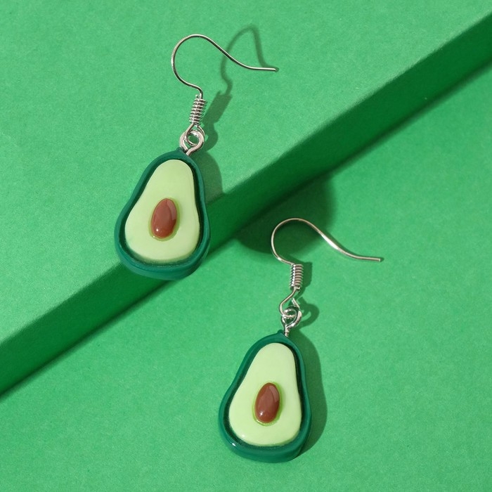 Серьги пластик «Авокадо» в разрезе, цвет зелёно-коричневый Серьги пластик «Авокадо» в разрезе, цвет зелёно-коричневый