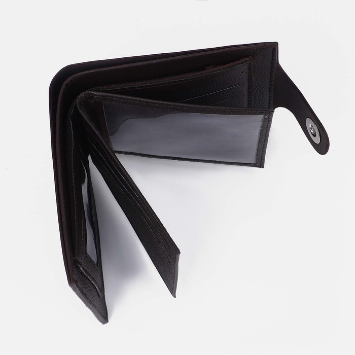 Портмоне мужское на магните, отдел для купюр, для монет, для карт, цвет тёмно-коричневый Портмоне мужское на магните, отдел для купюр, для монет, для карт, цвет тёмно-коричневый