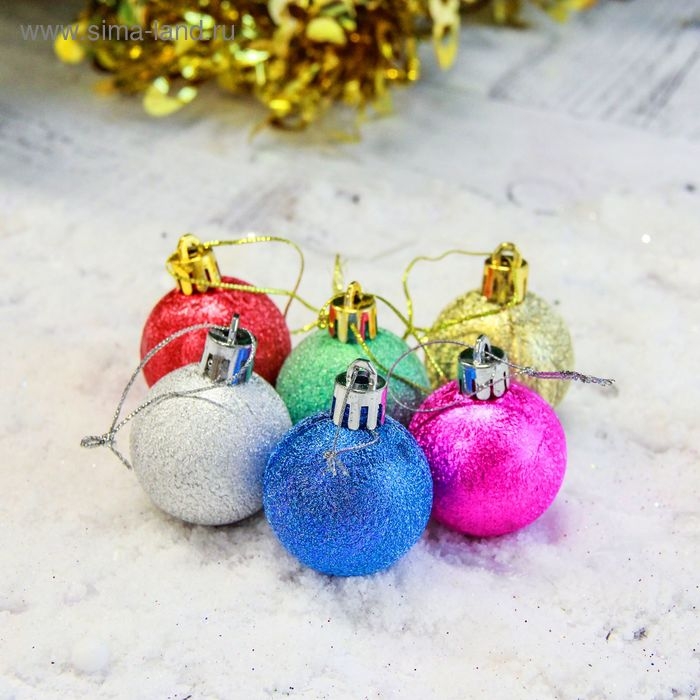 Набор шаров пластик d-4 см, 6 шт Набор шаров пластик d-4 см, 6 шт "Серена" микс