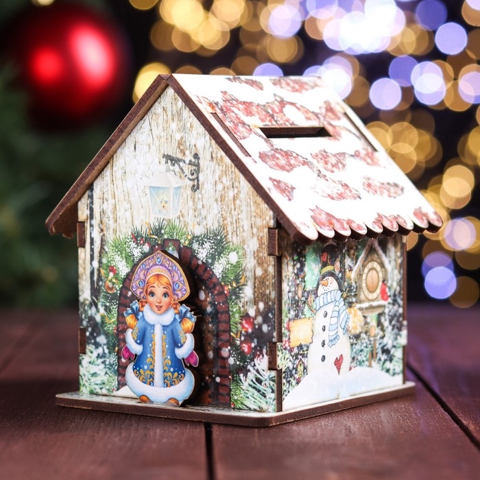 Новогодний домик-копилка Новогодний домик-копилка "Домик", 10х10х11 см, микс