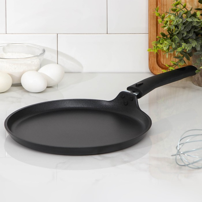 Сковорода блинная «Традиция», d=24 см, съёмная ручка, антипригарное покрытие, цвет чёрный Сковорода блинная «Традиция», d=24 см, съёмная ручка, антипригарное покрытие, цвет чёрный