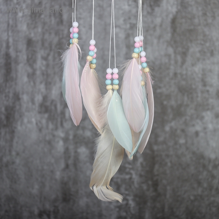 Ловец снов Ловец снов "Паутинка с пёрышками пастельных тонов" d=11,5 см длина 48 см