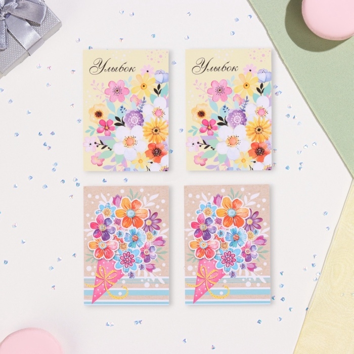 Набор мини-открыток  Набор мини-открыток "Пожелания - 4" мак, 40 штук, 5 х 7 см