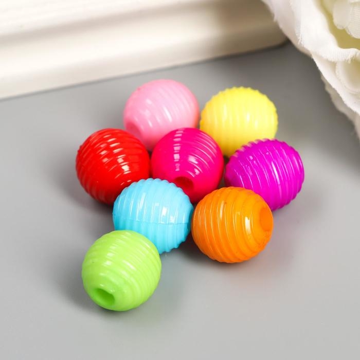 Бусины для творчества пластик Бусины для творчества пластик "Ребристая" набор 30 шт 1,2х1,2 см