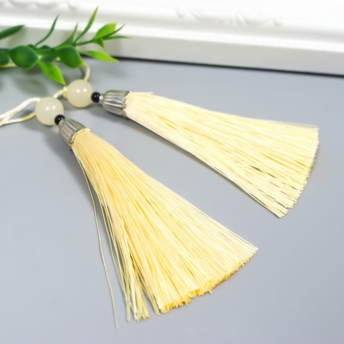 Декор для творчества текстиль Декор для творчества текстиль "Кисть с бусинкой" сливки набор 2 шт 10х1 см