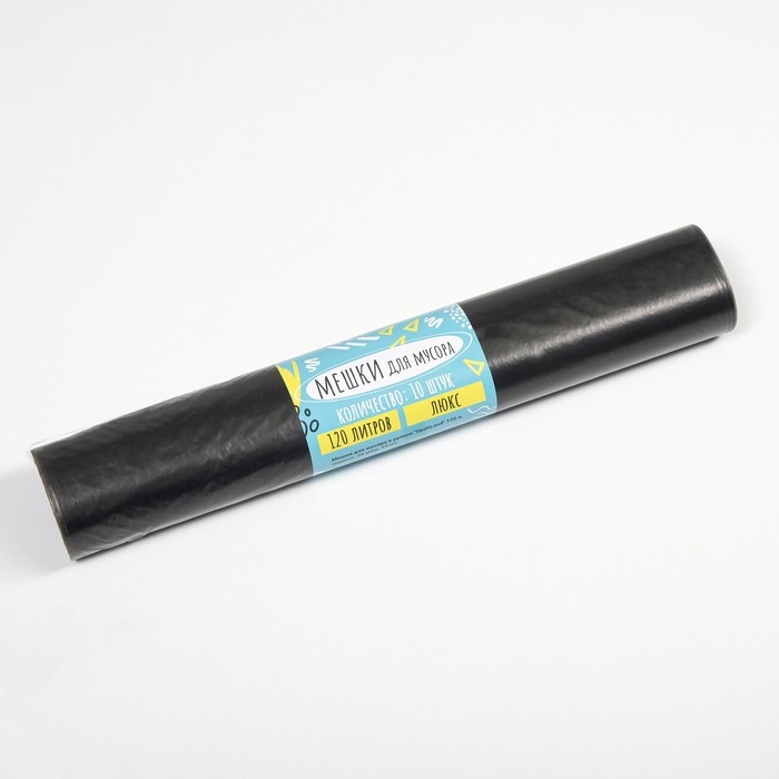 Мешки для мусора в рулоне  Мешки для мусора в рулоне "UPAK LAND" 120 л, черные, ПВД, профессиональные, толщина 35 мкм, 70 х 120 см. 10 шт.