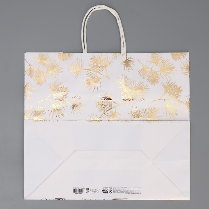 Пакет подарочный новогодний крафтовый Gold, 32 х 28 х 15 см, Новый год Пакет подарочный новогодний крафтовый Gold, 32 х 28 х 15 см, Новый год
