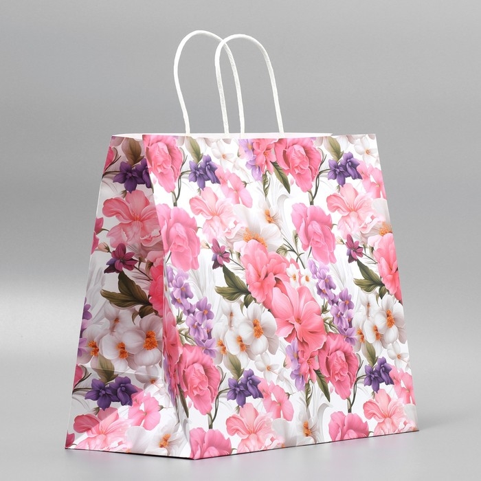 Пакет подарочный крафтовый, упаковка, «Подарок для тебя»,цветы, 32 х 28 х 15 см Пакет подарочный крафтовый, упаковка, «Подарок для тебя»,цветы, 32 х 28 х 15 см