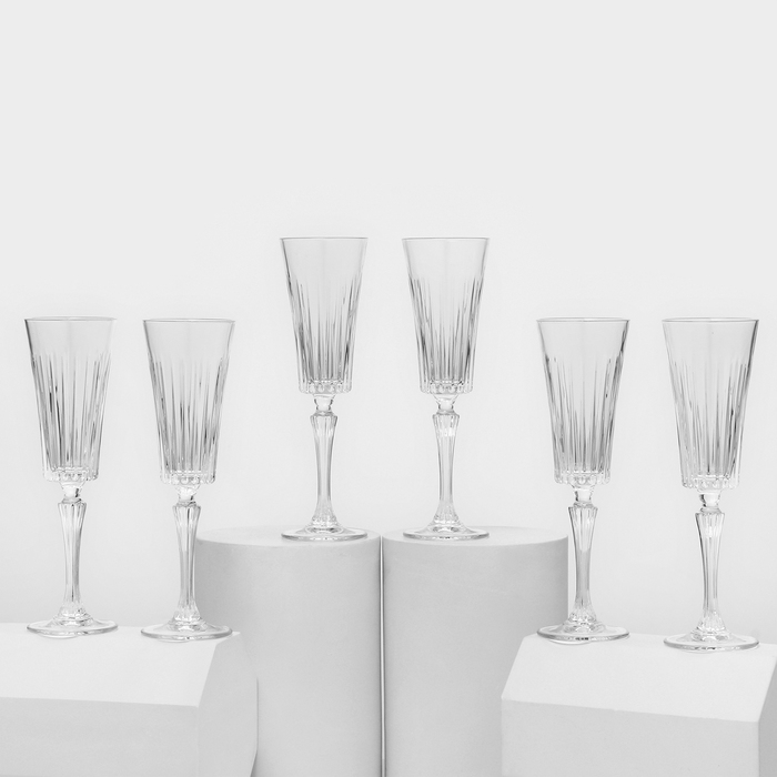 Набор фужеров для шампанского RCR Timeless, 210 мл, хрустальное стекло, 6 шт Набор фужеров для шампанского RCR Timeless, 210 мл, хрустальное стекло, 6 шт