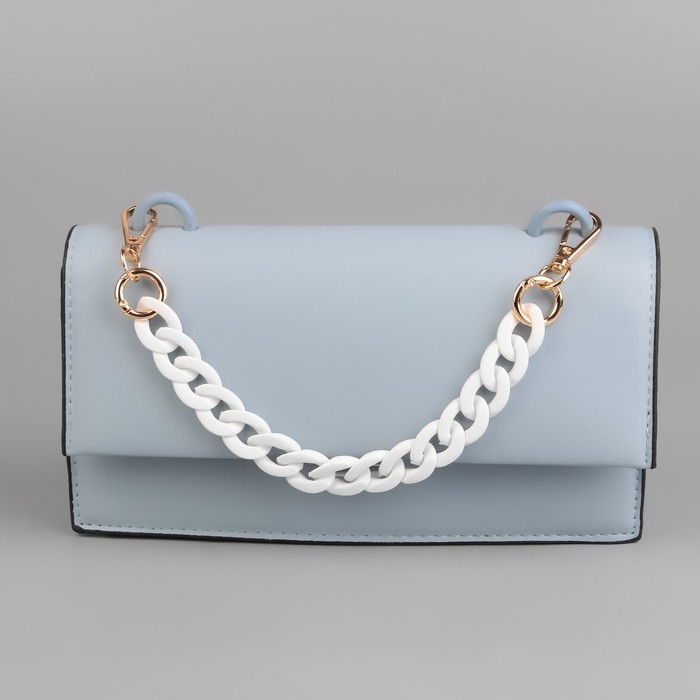 Цепочка для сумки, пластиковая, с карабинами, 23 × 17 мм, 30 см, цвет белый/золотой