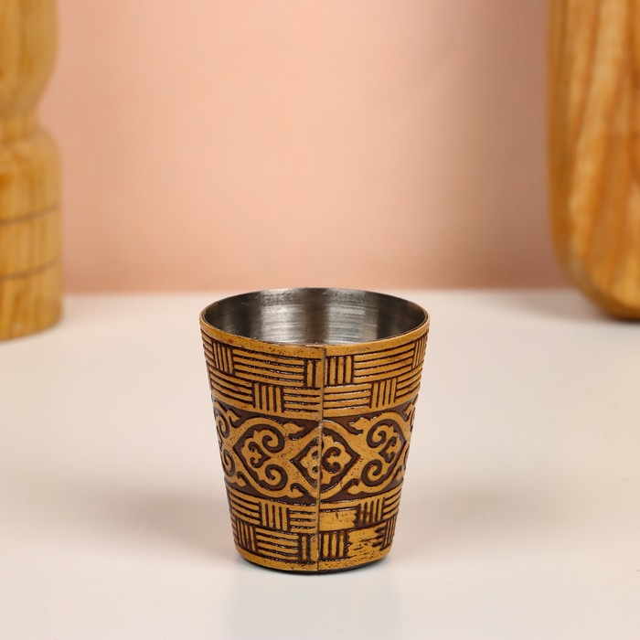 Набор стопок «Герб России», 4 шт, в тубусе, 4,5×4,5×9 см, береста Набор стопок «Герб России», 4 шт, в тубусе, 4,5×4,5×9 см, береста