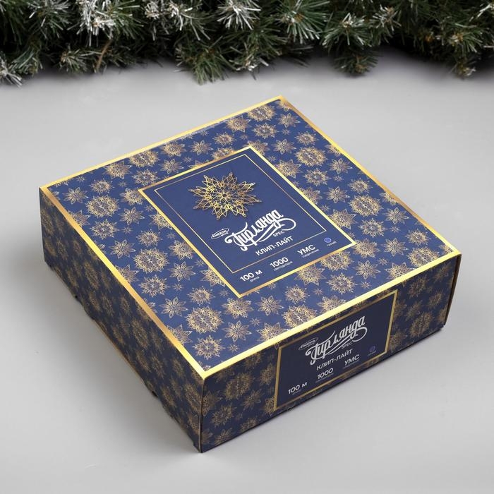 Гирлянда «Клип-лайт» 100 м, IP44, УМС, тёмная нить, 1000 LED, свечение синее, 8 режимов, 24 В, без БП