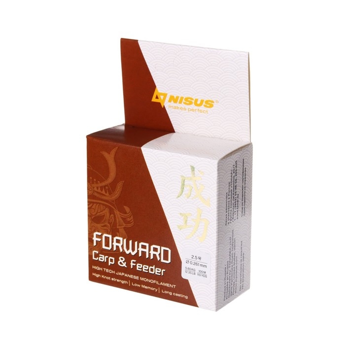 Леска NISUS FORWARD Carp & Feeder, диаметр 0.261 мм, тест 5.6 кг, 100 м, коричневая Леска NISUS FORWARD Carp & Feeder, диаметр 0.261 мм, тест 5.6 кг, 100 м, коричневая
