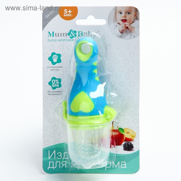 Ниблер для прикорма, с силиконовой сеточкой «Сердечко», цвет МИКС Ниблер для прикорма, с силиконовой сеточкой «Сердечко», цвет МИКС