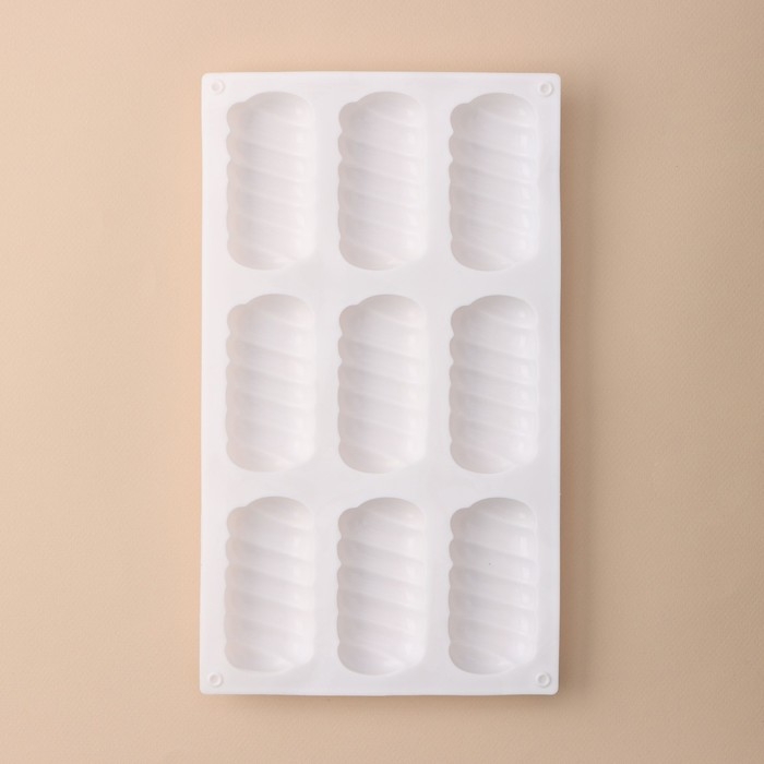 Форма для муссовых десертов и выпечки KONFINETTA «Корде», 30×17,5×2 см, 9 ячеек (9×4,5 см), цвет белый Форма для муссовых десертов и выпечки KONFINETTA «Корде», 30×17,5×2 см, 9 ячеек (9×4,5 см), цвет белый