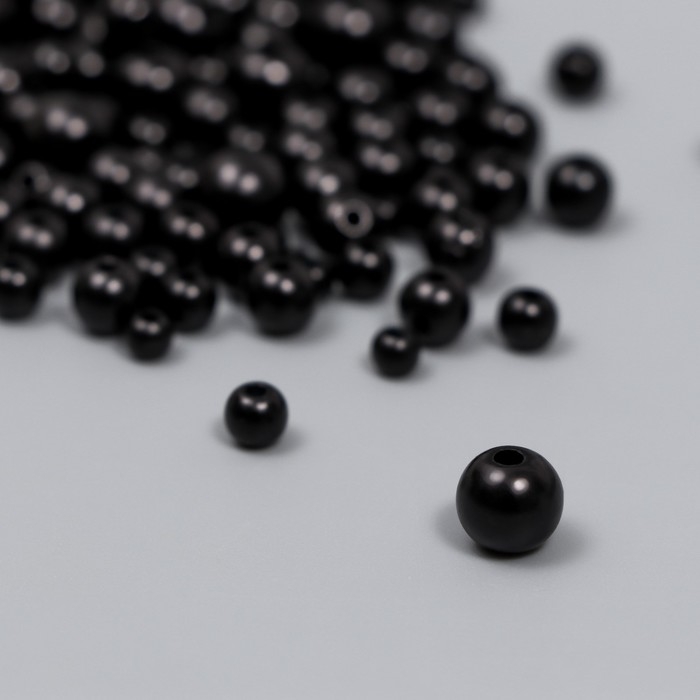 Бусины для творчества пластик Бусины для творчества пластик "Круглые. Чёрный" d=3-8 мм, набор 10 гр
